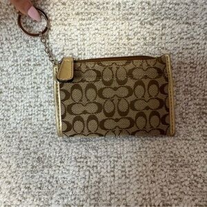 Y2K Coach Card Holder, Wallet & Bag Charm. Jacquard With Gold Trim